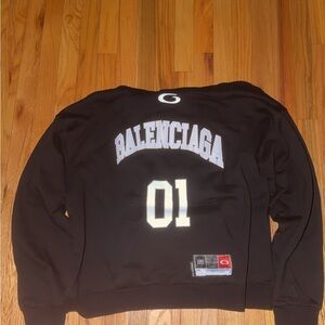 Balenciaga Black Crewneck Sweater with White Accents